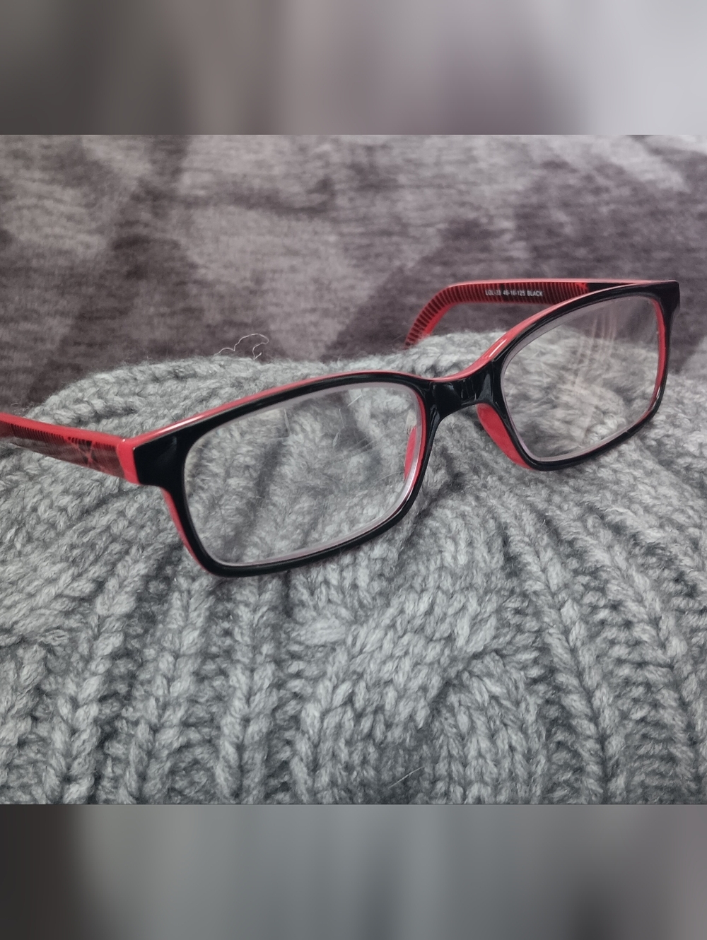 LOL- Black/Red Geometric Pattern Rectangular Kids Eyeglass Frames 46-16-125